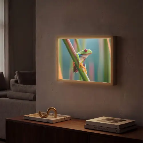 Kleurrijke kikker - Groene stengel - Alert Light Box met batterij (Wandlamp) middel -sfeer1