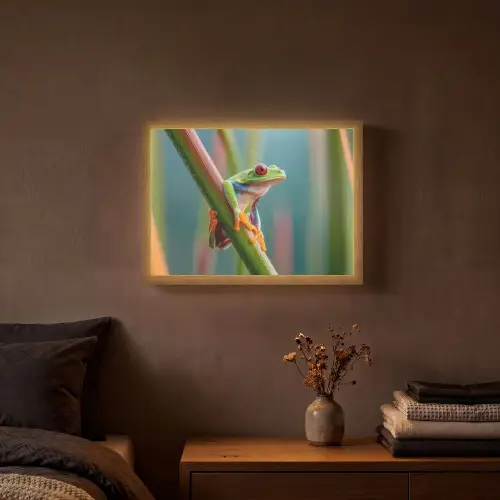 Kleurrijke kikker - Groene stengel - Alert Light Box met batterij (Wandlamp) middel -sfeer4