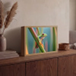 Kleurrijke kikker - Groene stengel - Alert Light Box met batterij (Wandlamp) middel -sfeer2