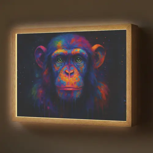 Kleurrijk - Aap - Abstract Light Box met batterij (Wandlamp) middel -z3d_website
