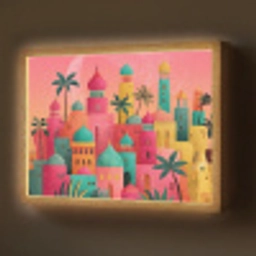 Kleurrijk - Palmbomen - Islamitisch Light Box met batterij (Wandlamp) middel -z3d_website