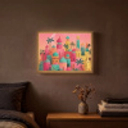 Kleurrijk - Palmbomen - Islamitisch Light Box met batterij (Wandlamp) middel -sfeer4