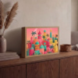 Kleurrijk - Palmbomen - Islamitisch Light Box met batterij (Wandlamp) middel -sfeer2