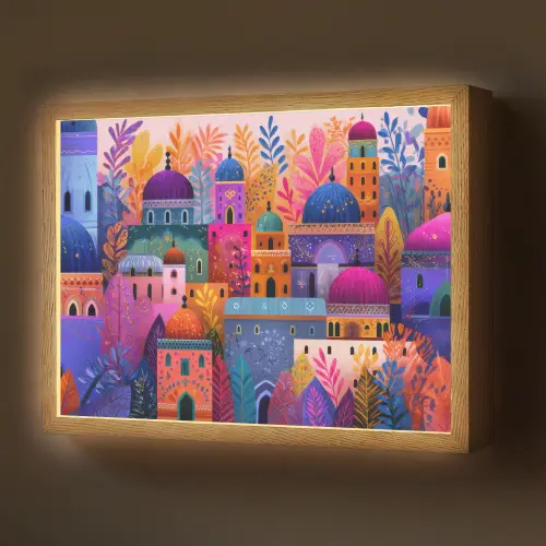 Kleurrijk paradijs - Levendig - Islamitisch Light Box met batterij (Wandlamp) middel -z3d_website