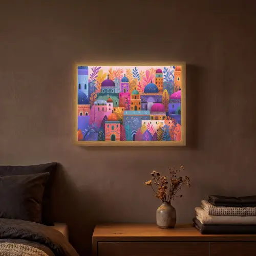 Kleurrijk paradijs - Levendig - Islamitisch Light Box met batterij (Wandlamp) middel -sfeer4