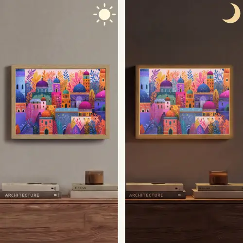 Kleurrijk paradijs - Levendig - Islamitisch Light Box met batterij (Wandlamp) middel -sfeer3
