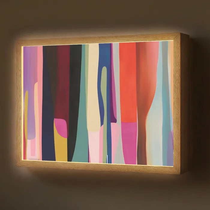 Kleurbanen - Verticaal - Kleurrijk Light Box met batterij (Wandlamp) middel -z3d_website