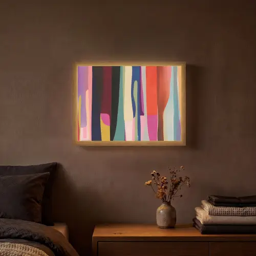 Kleurbanen - Verticaal - Kleurrijk Light Box met batterij (Wandlamp) middel -sfeer4