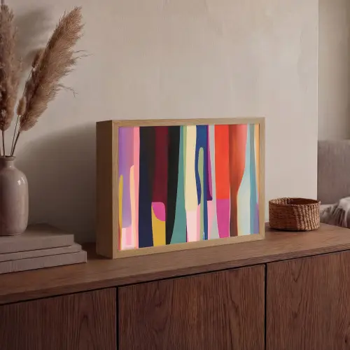 Kleurbanen - Verticaal - Kleurrijk Light Box met batterij (Wandlamp) middel -sfeer2