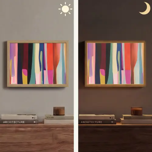 Kleurbanen - Verticaal - Kleurrijk Light Box met batterij (Wandlamp) middel -sfeer3