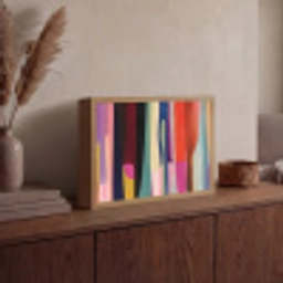 Kleurbanen - Verticaal - Kleurrijk Light Box met batterij (Wandlamp) middel -sfeer2