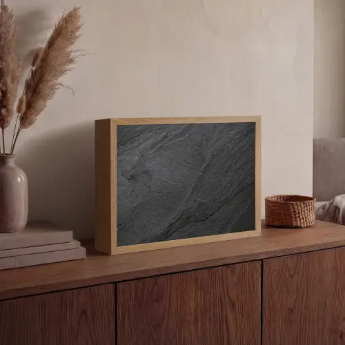 Beton - Zwart - Industrieel Light Box met batterij (Wandlamp) middel -sfeer2