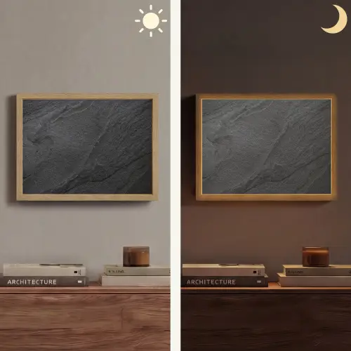 Beton - Zwart - Industrieel Light Box met batterij (Wandlamp) middel -sfeer3