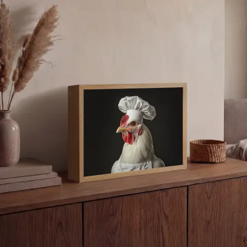 Kok - Rood - Kip Light Box met batterij (Wandlamp) middel -sfeer2