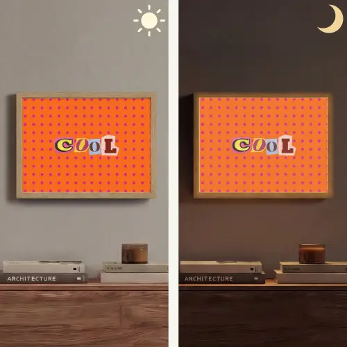 Cool - Stippen - Oranje Light Box met batterij (Wandlamp) middel -sfeer3