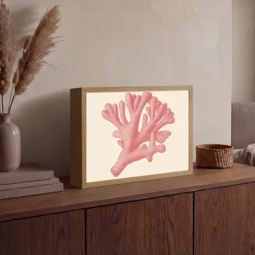 Koraal - Stipjes - Roze Light Box met batterij (Wandlamp) middel -sfeer2