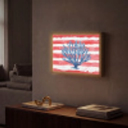 Koraal - Verfstructuur - Rood - Blauw Light Box met batterij (Wandlamp) middel -sfeer1