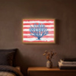Koraal - Verfstructuur - Rood - Blauw Light Box met batterij (Wandlamp) middel -sfeer4
