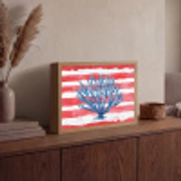 Koraal - Verfstructuur - Rood - Blauw Light Box met batterij (Wandlamp) middel -sfeer2