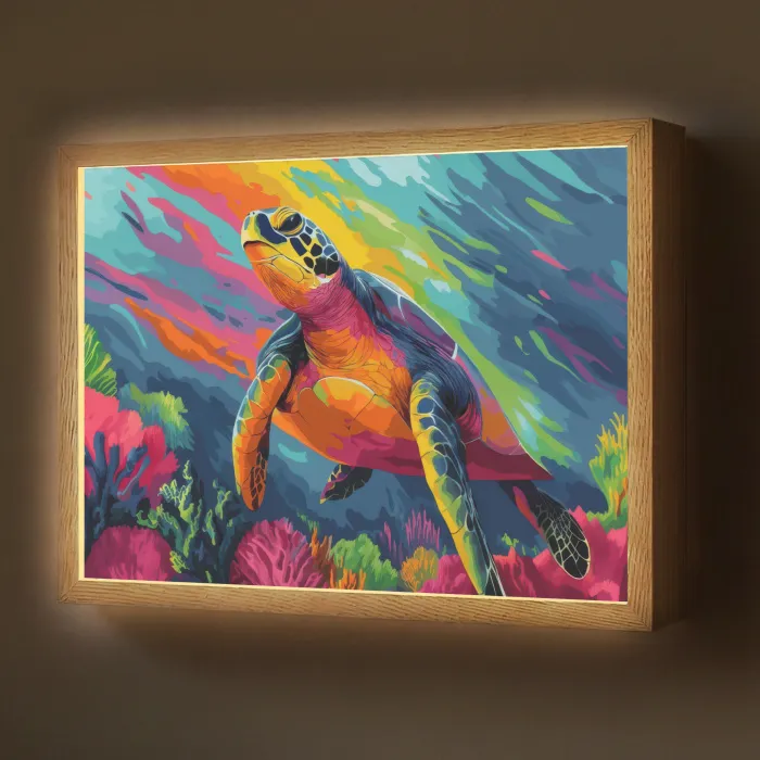 Koraal - Schildpad - Abstract - Water Light Box met batterij (Wandlamp) middel -z3d_website