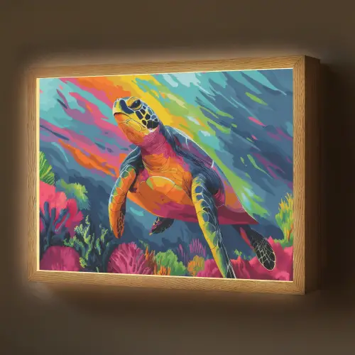 Koraal - Schildpad - Abstract - Water Light Box met batterij (Wandlamp) middel -z3d_website