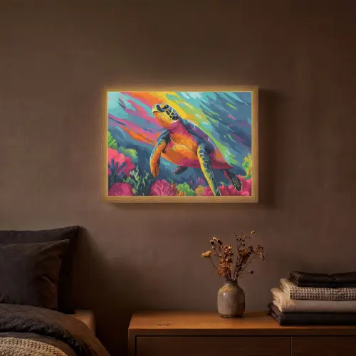 Koraal - Schildpad - Abstract - Water Light Box met batterij (Wandlamp) middel -sfeer4