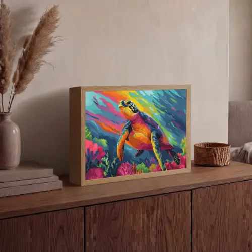 Koraal - Schildpad - Abstract - Water Light Box met batterij (Wandlamp) middel -sfeer2