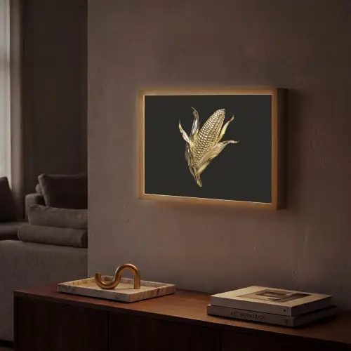 Mais - Eten - Goud - Zwart Light Box met batterij (Wandlamp) middel -sfeer1