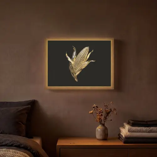 Mais - Eten - Goud - Zwart Light Box met batterij (Wandlamp) middel -sfeer4
