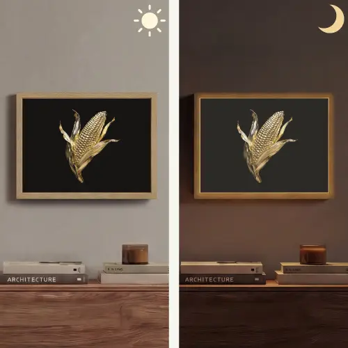 Mais - Eten - Goud - Zwart Light Box met batterij (Wandlamp) middel -sfeer3