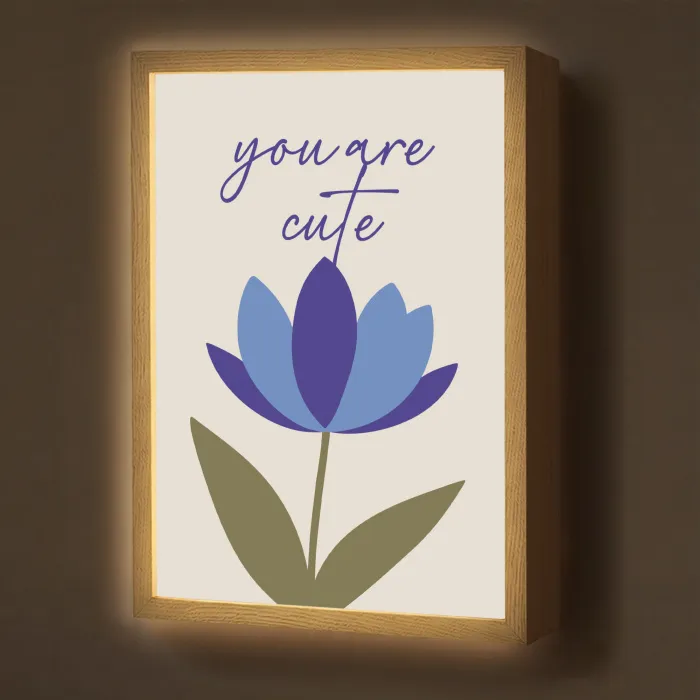 Korenbloem - Valentijn - Bloem - Blauw Light Box met batterij (Wandlamp) middel -z3d_website