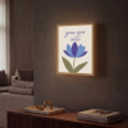 Korenbloem - Valentijn - Bloem - Blauw Light Box met batterij (Wandlamp) middel -sfeer1