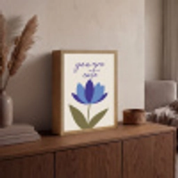 Korenbloem - Valentijn - Bloem - Blauw Light Box met batterij (Wandlamp) middel -sfeer2