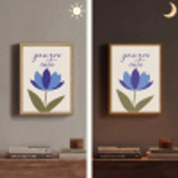Korenbloem - Valentijn - Bloem - Blauw Light Box met batterij (Wandlamp) middel -sfeer3