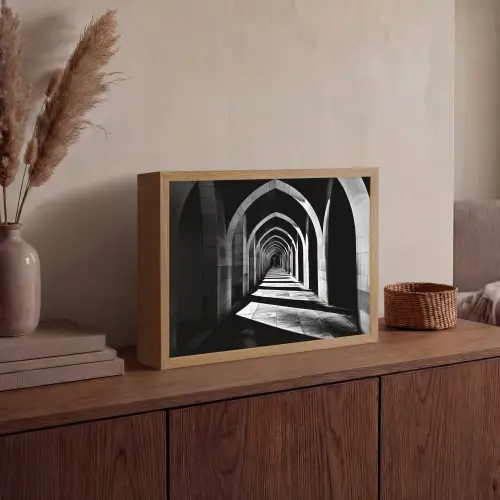 Gang - Bogen - Schaduw - Diepte Light Box met batterij (Wandlamp) middel -sfeer2