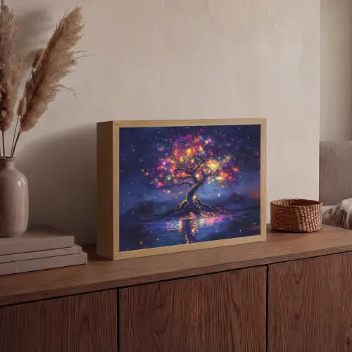 Kosmisch - lichtboom - Kerst - Kleurrijk Light Box met batterij (Wandlamp) middel -sfeer2