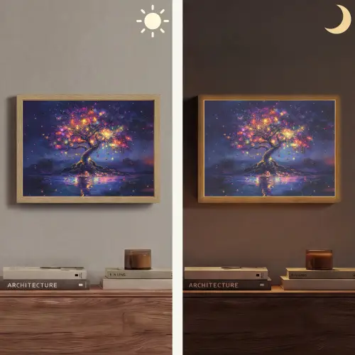 Kosmisch - lichtboom - Kerst - Kleurrijk Light Box met batterij (Wandlamp) middel -sfeer3