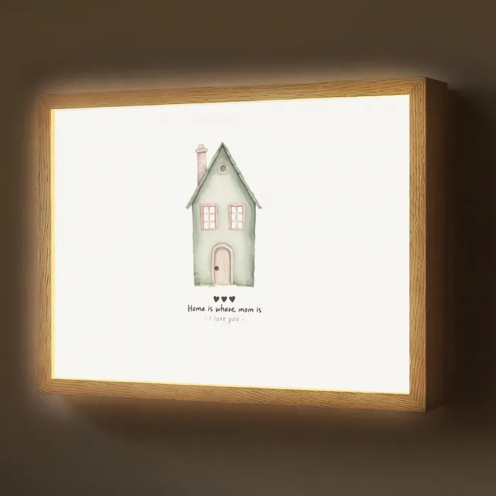 Huisje - Groen - Tekst - Liefdevol Light Box met batterij (Wandlamp) middel -z3d_website
