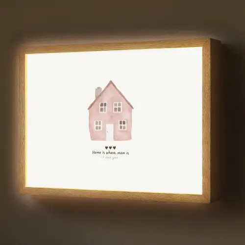 Huisje - Roze - Quote - Moeder Light Box met batterij (Wandlamp) middel -z3d_website