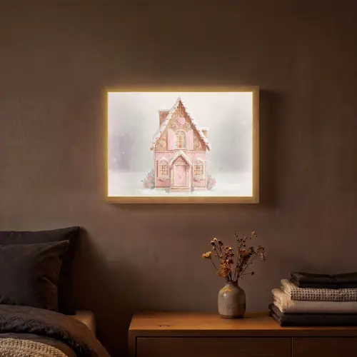 Huisje - Suiker - Pastel Light Box met batterij (Wandlamp) middel -sfeer4