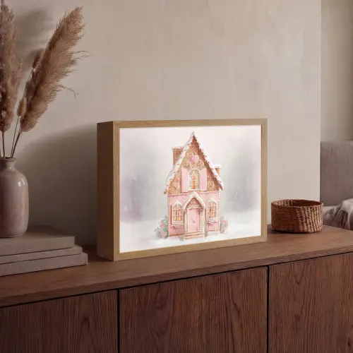 Huisje - Suiker - Pastel Light Box met batterij (Wandlamp) middel -sfeer2