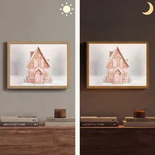 Huisje - Suiker - Pastel Light Box met batterij (Wandlamp) middel -sfeer3