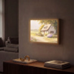 Huisje - Hout - Bloemen Light Box met batterij (Wandlamp) middel -sfeer1