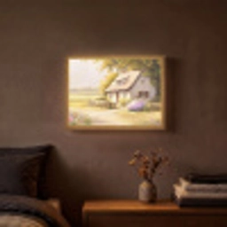 Huisje - Hout - Bloemen Light Box met batterij (Wandlamp) middel -sfeer4