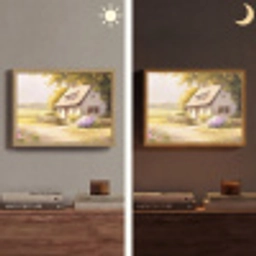 Huisje - Hout - Bloemen Light Box met batterij (Wandlamp) middel -sfeer3