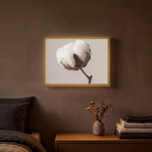 Katoenbol - Minimalistisch - Wit Light Box met batterij (Wandlamp) middel -sfeer4