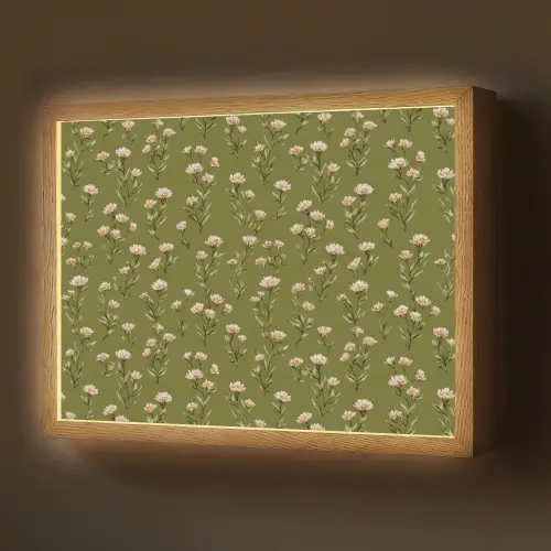Landelijk - Bloemen - Groen Light Box met batterij (Wandlamp) middel 907 -z3d_website
