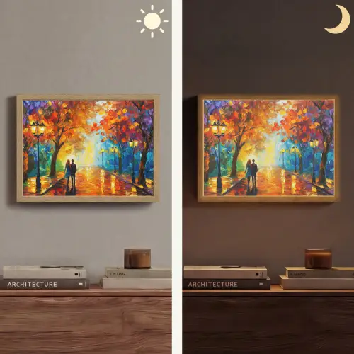 Koppel - Liefde - Bos - Kunst Light Box met batterij (Wandlamp) middel -sfeer3