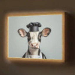 Koe - Zwart - Wit - Kok Light Box met batterij (Wandlamp) middel -z3d_website