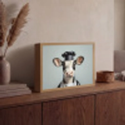 Koe - Zwart - Wit - Kok Light Box met batterij (Wandlamp) middel -sfeer2